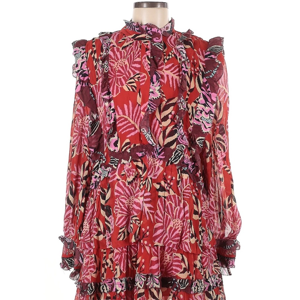 FARM Rio Red Ruffled Tiered Sundress
